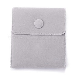 Bolsos de la joyería del terciopelo, Rectángulo, gris claro, 9.7x8.3x1.1 cm