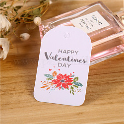 Etiquetas de regalo de papel, etiquetas de suspensión, para la boda, día de San Valentín, patrón de flores, 6.5x4.3 cm, 100 unidades / bolsa