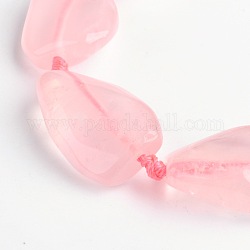 Pepitas natural rosa de abalorios de cuarzo hebras, 25~31x17~21x7~12mm, agujero: 1 mm, aproximamente 12 pcs / cadena, 16 pulgada