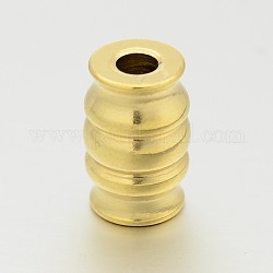 304 Stainless Steel Column Beads, Large Hole Grooved Beads, Golden, 15x10mm, Hole: 4mm
