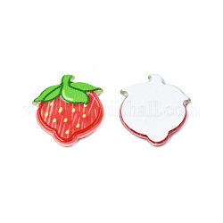 Printed Acrylic Cabochons, Strawberry, Red, 20.5x18.5x2.5mm