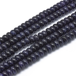 Синтетический синий авантюрин бисер нитей, рондель, 6x3~4 мм, отверстие : 1 мм, около 101 шт / нитка, 15.3 дюйм (39 см)