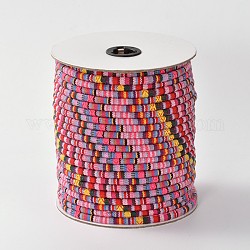 Cuerda de tela cordones étnicos, color de rosa caliente, 6mm, Aproximadamente 50 yardas / rollo (150 pies / rollo)