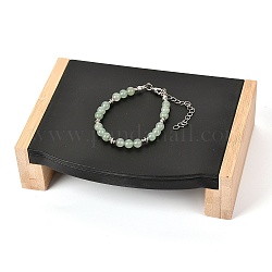 Présentoir à bijoux en bois de bambou, avec du cuir pu, pour présentoirs de bracelets, noir, 11.5x15.5x4.1 cm