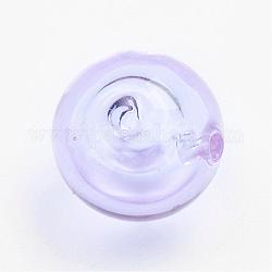 Perles vernissées manuelles, perles de verre soufflé, ronde, lilas, 10mm, Trou: 1mm
