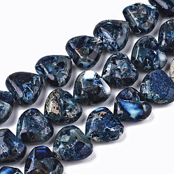 Brins de perles de jaspe impérial naturel, cœur, teinte, bleu acier, 9~10x10x5mm, Trou: 1.2mm, Environ 44~45 pcs/chapelet, 15.55~15.94 pouce (39.5~40.5 cm)