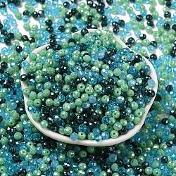 Perles en verre, facette, rondelle, bleu acier, 4x3mm, Trou: 0.4mm, environ 820 pcs/60 g