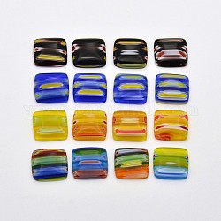 Handgefertigte Millefiori Glas Cabochons, Viereck, Mischfarbe, 14x14x4 mm