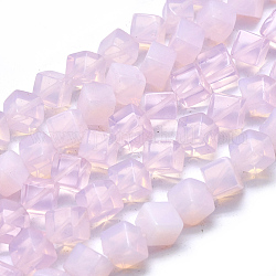 Perlas opalite hebras, cubo, 7~8.5x7~8.5x5.5~6mm, agujero: 0.8 mm, longitud de lado: 5.5 mm, aproximamente 49 pcs / cadena, 15.47 pulgada (39.3 cm)