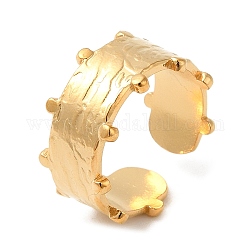 304 anillo abierto liso texturizado de acero inoxidable para mujer., real 18k chapado en oro, nosotros tamaño 3 (14 mm)