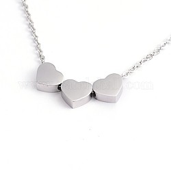 Heart 304 Edelstahl-Perlenketten, mit Karabiner verschlüsse, Edelstahl Farbe, 18.1 Zoll (46 cm)