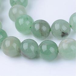Verde naturale perline avventurina fili, tondo, 10~10.5mm, Foro: 1.2 mm, circa 36pcs/filo, 15.5 pollice