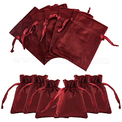 Nbeads 12 Stück dunkelrote Samtbeutel, 12x9 cm Schmuckbeutel mit Kordelzug, rechteckige Geschenktüten für Hochzeit, Süßigkeitentüten, Gastgeschenke