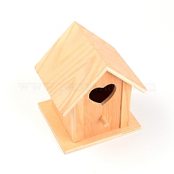 Unfinished Wooden Birdhouse, Bird House Nesting Box, Small Nest Dox Bird House Outdoor Garden, BurlyWood, 97x113x124mm, Hole: 31x34mm