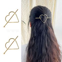 Legierungshaar Sticks, Pferdeschwanzhalter mit hohlen Haaren, für DIY-Haarstick-Accessoires im japanischen Stil, Herz, golden, 56x53x3 mm