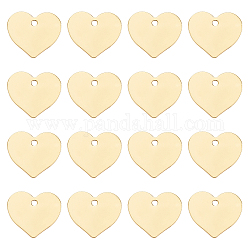 Benecreat ciondoli in ottone, cuore, oro, 16.5x19.5x1mm, Foro: 2 mm, 30pcs/scatola