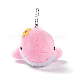 Mini juguetes de peluche de animales de algodón pp, colgante de delfín, decoración, con la cadena de la bola, rosa, 131mm