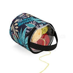 Bolsas de crochet impermeables de tela oxford, bolsa organizadora de almacenamiento de hilo portátil, suministros de crochet y tejido, cian oscuro, 14x13.5 cm