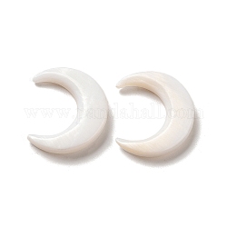 Perles de coquillages naturels d'eau douce, lune, blanc, 20x17.5x3.5mm, Trou: 1mm