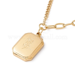 Achteck mit Halskette mit Rosenanhänger, Wort wo Liebe ist Ionenplattierung (IP) 304 Edelstahlschmuck für Frauen, golden, 16.42 Zoll (41.7 cm)