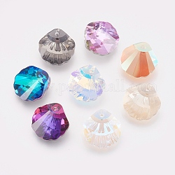 K9 Glass Rhinestone Pendants, Imitation Austrian Crystal, Faceted, Shell, Mixed Color, 28x28x11mm, Hole: 1.6mm
