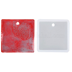 Moules en silicone pendentif carré, pour la résine UV, fabrication de bijoux en résine époxy, blanc, 28.5x28.5x7.5mm