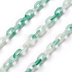 Acrylic Cable Chains, Oval, Medium Sea Green, 6x1.5mm, 1m/strand, 39.37 inch