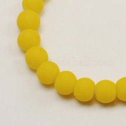 Rubber Glass Round Bead Strands, Yellow, 6mm, Hole: 1mm, about 140pcs/strand, 33inch