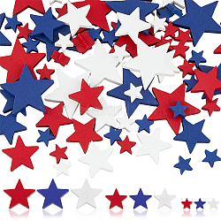 Superfindings 1 sac thème de la fête de l'indépendance cabochons en bois d'érable, forme d'étoile, couleur mixte, 1.05~29x1.1~3.1x0.45~0.5 cm, 120 pcs /sachet 