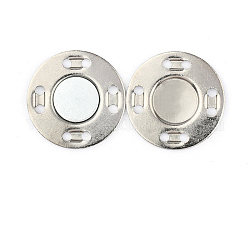 Botones magnéticos de hierro sujetador de imán a presión, plano y redondo, para la confección de telas y bolsos, Platino, 1.25 cm