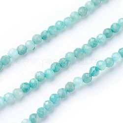 Chapelets de perles en amazonite naturelle, facette, ronde, 2~2.5mm, Trou: 0.5mm, Environ 180~200 pcs/chapelet, 14.5~16.1 pouce (37~41 cm)