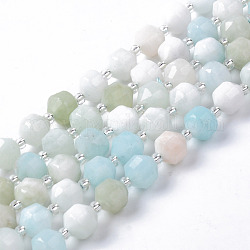 Chapelets de perles en morganite naturelle, ronde, teinte, facette, 7~8x8mm, Trou: 1.2mm, Environ 38~40 pcs/chapelet, 15.16 pouce (38.5 cm)