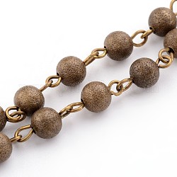 Messing strukturierte Perlen handgefertigte Ketten, ungeschweißte, Antik Bronze, 39.3 Zoll