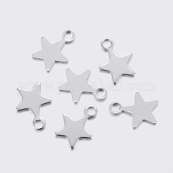 304 Stainless Steel Charms, Star, Stainless Steel Color, 9x7x0.6mm, Hole: 1.2mm