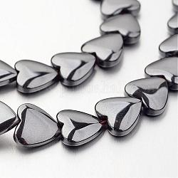 Chapelets de perle en hématite synthétique sans magnétique, cœur, couleur d'origine, 10x10x3mm, Trou: 1mm, Environ 44 pcs/chapelet, 15.7 pouce