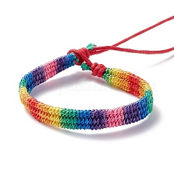 Braccialetto orgoglio arcobaleno, Bracciale in nylon intrecciato per uomo donna, rosso, 7-1/8 pollice (18 cm)