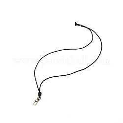 Wax Cord Necklace Makings, with Antique Bronze Color Iron Screw Clasps, for ID Badges Holder, Black, 37.4 inch(96cm)x0.25cm