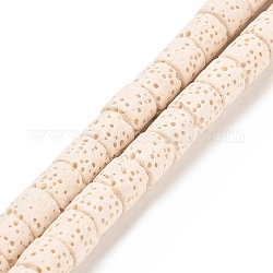 Fili di perle di roccia lavica naturale, colonna, tinto, bianco, 6~6.5x6~6.5mm, Foro: 1.4 mm, circa 62pcs/filo, 15.75 pollice (40 cm)