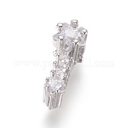 Brass Micro Pave Cubic Zirconia Multi-Strand Links, Star, Clear, Platinum, 13x5x6mm, Hole: 1.5mm and 1.5x4.5mm