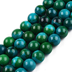 Gefärbte natürliche ozeanweiße Jade runde Perlenstränge, dunkelgrün, 8 mm, Bohrung: 1 mm, ca. 48 Stk. / Strang, 14.9 Zoll