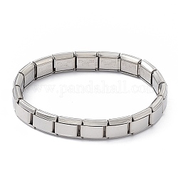 Bracelet de tuiles, 304 bracelet acier inoxydable perlé rectangle pour femme, couleur inoxydable, mot, diamètre intérieur: 2 pouce (5.2 cm)