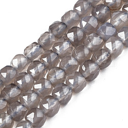 Fili di perle agata grigio naturale , sfaccettato, cubo, 5~6x5~6x5~6mm, Foro: 1 mm, circa 61pcs/filo, 12.60 pollice ~ 12.80 pollici (32~32.5 cm)