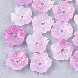 Synthetic Coral Beads, Dyed, Flower, Pearl Pink, 10x10x3mm, Hole: 1mm