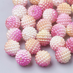 Perline acrilico perla imitato, perline bacca, perline combinati, perle di perle sirena sfumate arcobaleno, tondo, viola, 10mm, Foro: 1 mm, circa 200pcs/scatola