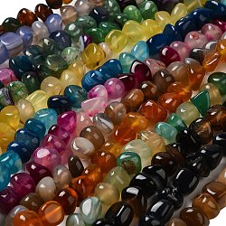 Chapelets de perles d'agate naturelle, teints et chauffée, pépites, pierre roulée, couleur mixte, 6.5~13x10~13x1.5~11mm, Trou: 1.6mm, Environ 22 pcs/chapelet, 7.20~7.72'' (18.3~19.6 cm)
