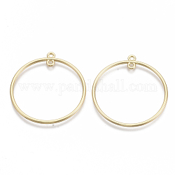 Pendenti in lega a 2 anello, anello rotondo, oro chiaro, 42.5x39x2mm, Foro: 1.8 mm
