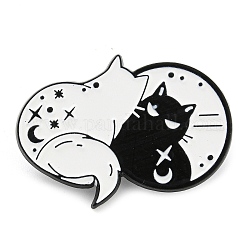 Alfileres esmaltados con forma de gato y espejo de dibujos animados, insignia de aleación de zinc negro, blanco, 27x29x1mm