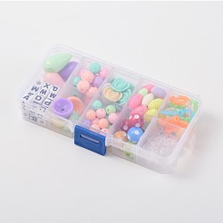 Opaque Acrylic Beads, Mixed Style, Mixed Color, 8~25x8~16x8~14mm, Hole: 1.5~4mm, about 160pcs/box