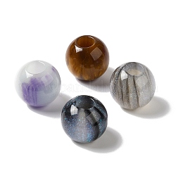 Perle di glitter resina, perline con foro grande, tondo, colore misto, 15.5~16x14.5mm, Foro: 6 mm