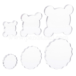 Acrylic Stamping Blocks Tools, with Grid Lines, Decorative Stamp Blocks, for Scrapbooking Crafts Making, Clear, 6pcs/set